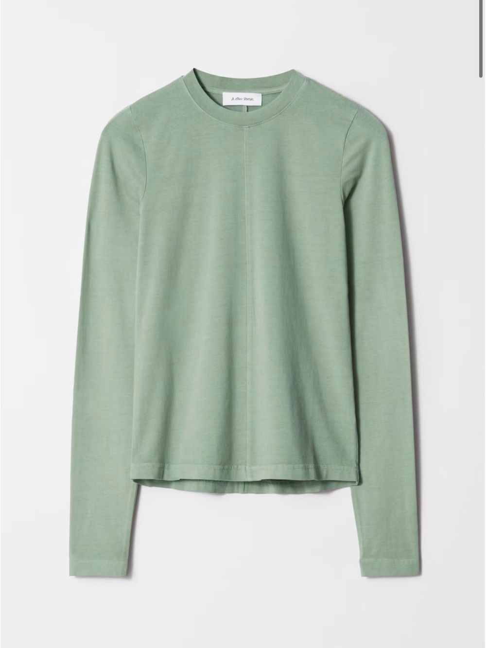 & Other Stories Sage Green Long Sleeve Crewneck Top Size S